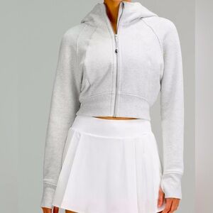 Heathered Core Ultra Light Grey Scuba Full Zip Cropped Hoodie size 4